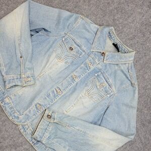 Style & Co Jean Jacket Womens XL Blue Trucker Grunge Y2K Cropped Cute Western